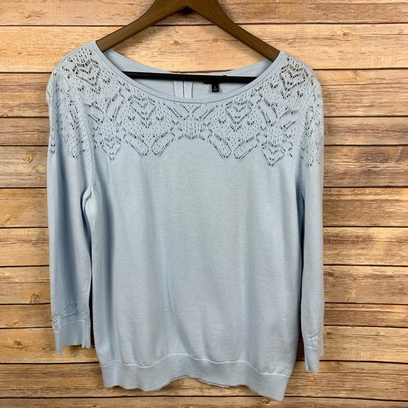Talbots Sweaters - Talbots Pale Blue 3/4 Sleeve Top Zip at the Back